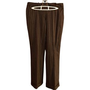 NWOT Brown Striped Talbots Cotton Stretch Trousers Sz 12